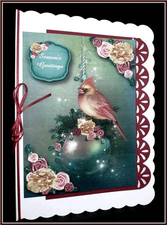 Beautiful Female Cardinal Floral Christmas by Rae Trees