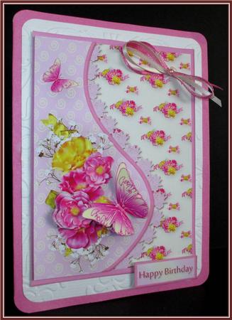 Pink and Yellow Blooms Teardrop Side Panel Card by Rae Trees