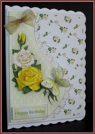 Yellow Roses Teardrop Side Panel Card by Rae Trees