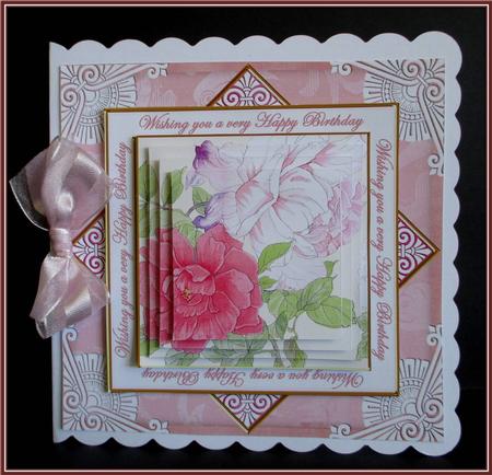 Pink Camllias Happy Birthday Diamond Megacoupage Cf Kit by Rae Trees