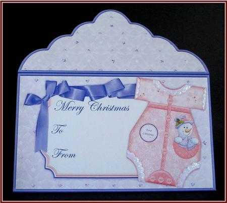 Christmas Money Wallet Baby's 1st Xmas Romper Snowman Pink by Rae Trees