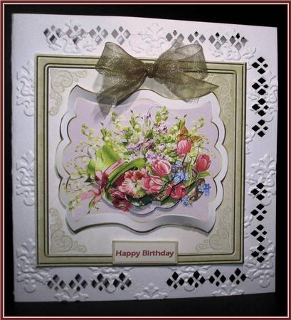 Vintage Flowers Card Front with a Topper by Rae Trees