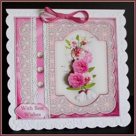 Pink Flowers, Lace and Pearls by Rae Trees