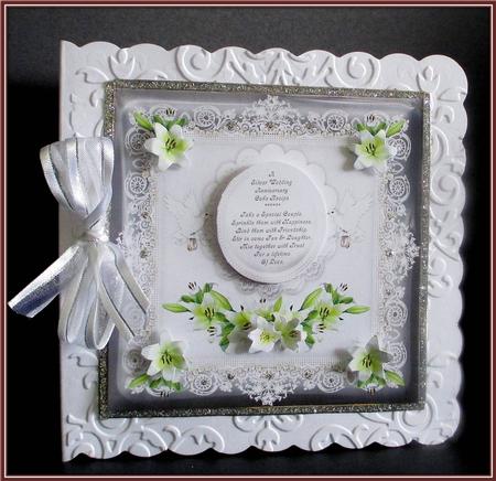 A Silver Wedding Anniversary Cake Recipe (2) 8x8 Card Topper by Rae Trees