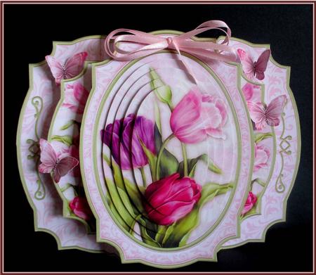 Tulips Double Pop Out Card Kit with Pyramage by Rae Trees