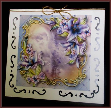 Purple Lilies Golden Scene - Square by Rae Trees