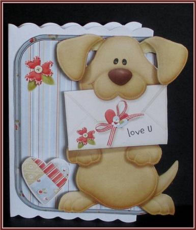 Puppy Love Over the Edge Card with Large Decoupage by Rae Trees