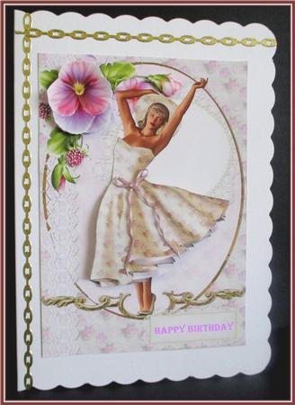 Vintage Floral Lady Card Front and Decoupage by Rae Trees
