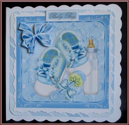 Baby Boy Boots,bottle & Rattle 8x8 by Rae Trees