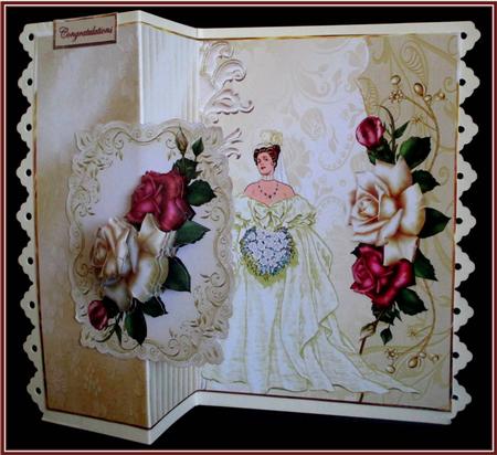 Vintage Bride No Hole Fold Back Card by Rae Trees