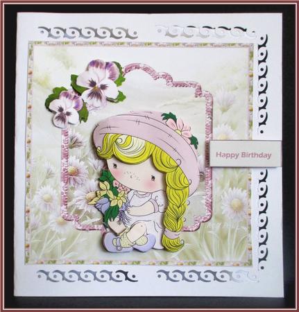 Bouquet Spring Flowers Card with Decoupage by Rae Trees