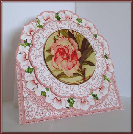 Pink Peony Happy Birthday 3D Picture Doily Card & Env Kit by Rae Trees