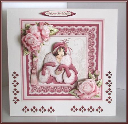 Art Deco Lady in Wine 8x8 Mini Kit & Decoupage by Rae Trees