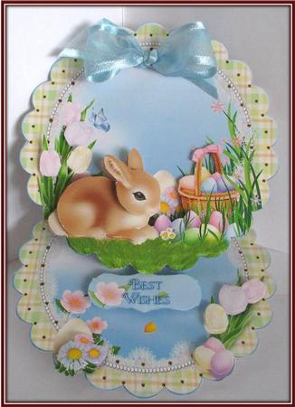 Easter Bunny Scalloped Round Easel Card Mini Kit by Rae Trees