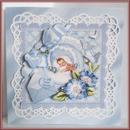 Blue is for a Boy with Anemones 8in x 8in Decoupage Kit by Rae Trees