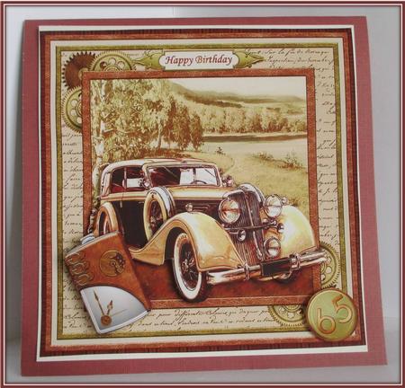 Vintage Gold Car 8x8 Mini Kit & Decoupage by Rae Trees