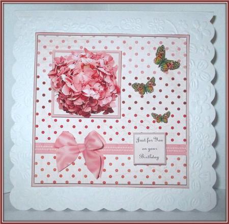 Hydrangea and Butterflies with Polka Dots by Rae Trees