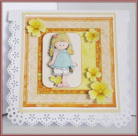 Annie with Her Baby Chick 8x8 Card Mini Kit by Rae Trees