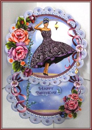Lilac Rock and Roll Lady Round Easel Card Mini Kit by Rae Trees