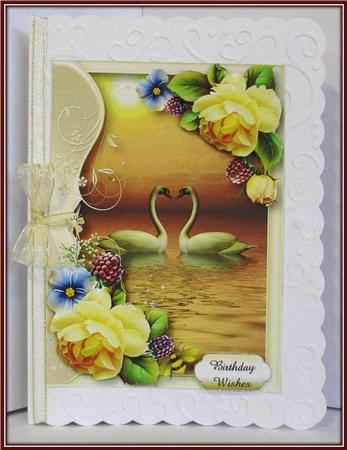 Serene Swans with Soft Yellow Roses by Rae Trees