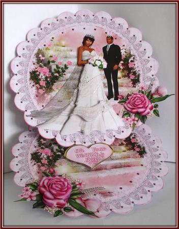 Beautiful Ethnic Bride & Groom Scalloped Round Easel Card by Rae Trees