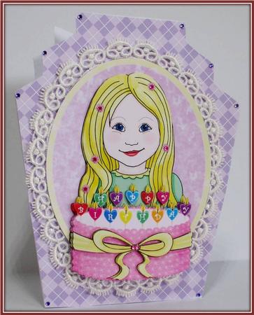 Birthday Girl with Cake and Heart Candles by Rae Trees