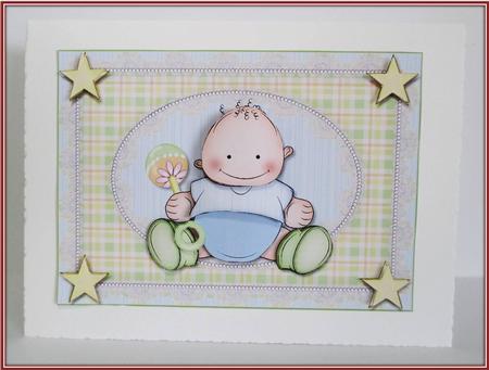 Super Star Baby Boy Card Front and Decoupage by Rae Trees