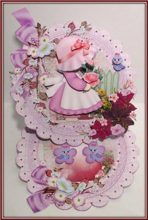 Flower Garden Lady Scalloped Round Easel Card Mini Kit by Rae Trees