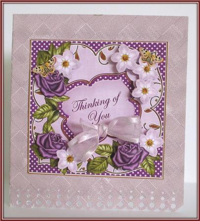 Purple Fmk Thinking of You 7in Fancy Decoupage Topper by Rae Trees