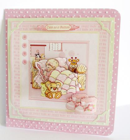 Baby Girl Cute as a Button 8x8 Mini Kit & Decoupage by Rae Trees