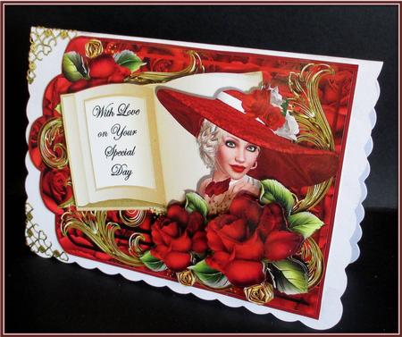 Tag Shaped Card with Book Topper - Roses by Rae Trees