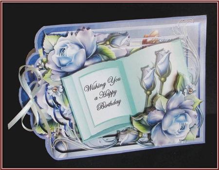 Tag Shaped Card with Book Topper - Spring Blue by Rae Trees