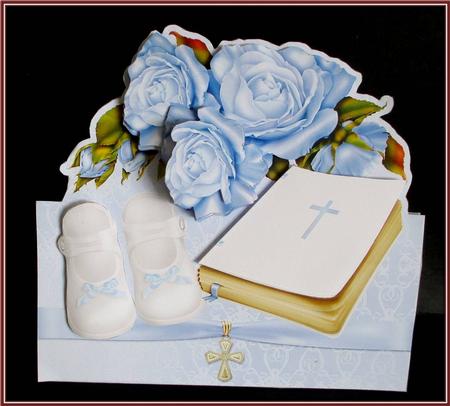 Baby Boy Christening/baptism Over the Edge Card Mini Kit by Rae Trees