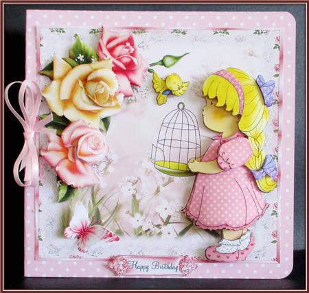 Cute Izzy and the Little Bird Card Front Kit by Rae Trees