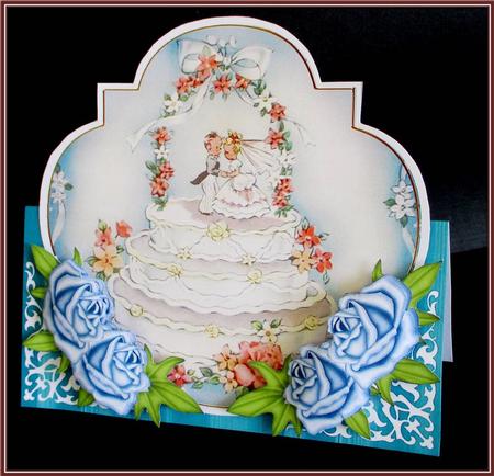 Vintage Wedding Cake Blue Fancy Over 3D Mini Card Kit by Rae Trees
