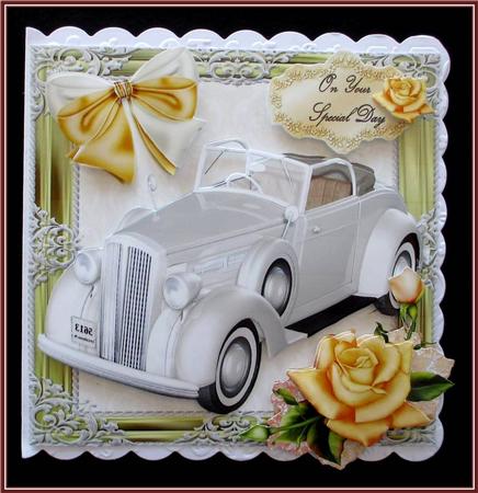 Beautiful Wedding Car with Gold Rose's 8x8 Mini Kit by Rae Trees