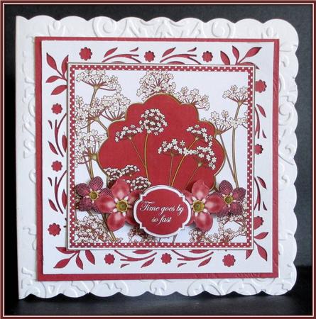 Red Dotty Fmk Time Goes 7in Time Flower Decoupage Topper by Rae Trees