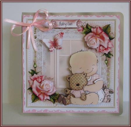 Cute Baby Girl Card Front Kit by Rae Trees