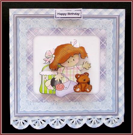 Shopping Girl 7x7 Card with Decoupage by Rae Trees