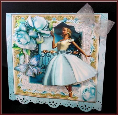 Beautiful Blue Silky Rose Card Front Kit by Rae Trees