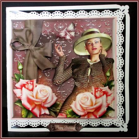 Beautiful Tweed and Roses Card Front Kit by Rae Trees