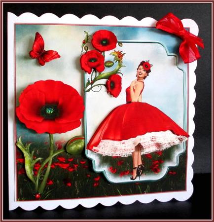 Poppy Red Dress Card Front Kit by Rae Trees
