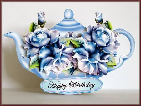 Teapot Shaped Card with Decoupage by Rae Trees