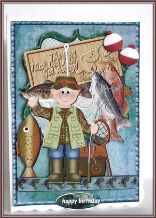 Scallop Topper Male Gone Fishing 2 by Rae Trees
