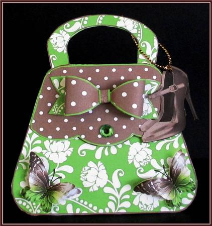 Gorgeous Chocolate and Lime Handbag Shaped Card Kit by Rae Trees