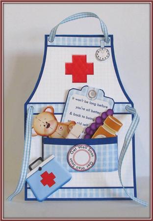 Nurse Apron Get Well Thank You Birthday Tent Card Mini Kit by Rae Trees