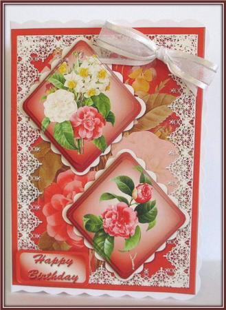 Antique Flowers Double Diamond Card Mini Kit by Rae Trees