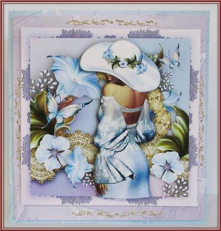Beautiful Lady in Silky White Dress with Butterflies by Rae Trees