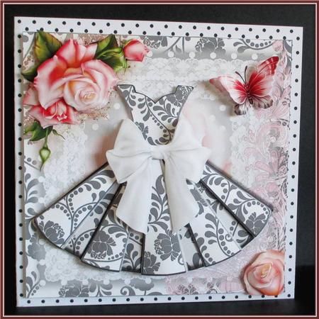 Gorgeous Grey and White Dress Card Front Kit by Rae Trees