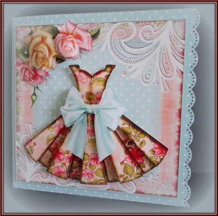 Shabby Chic Floral Dress Card Front Kit by Rae Trees